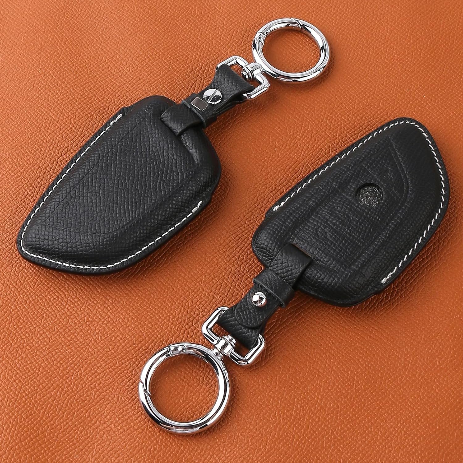 Leather Key Fob Cover Case, Keychain Shell, Compatible for BMW 2 5 6 7 X1 X2 X3 X5 X6 Series(Black) - Image 8