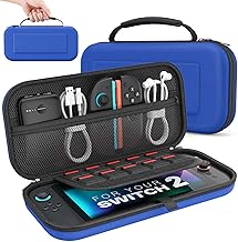 MoKo Carrying Case for Nintendo Switch 2 2025, Protective Hard Shell Portable Travel Carry Case Pouch Holds 10 Cartridges w/Pockets for Switch 2 Accessories and Games, Indigo