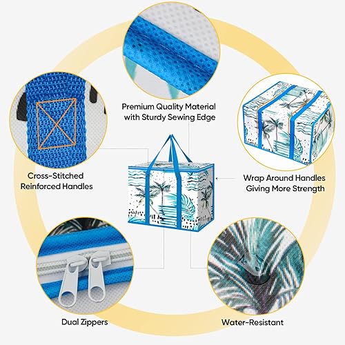 Miniatura 5 de BALEINE 3 bolsas reutilizables para comestibles + 2 bolsas de comestibles reutilizables aisladas