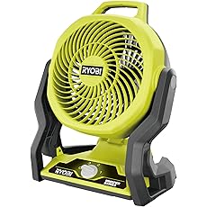 RYOBI ONE+ 18V Cordless Hybrid WHISPER SERIES 12 in. Misting Air Cannon Fan Kit with 4.0 Ah Battery and Charger, MEDIUM, GREEN