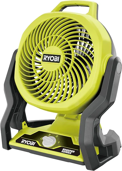 RYOBI RF18-0 18V ONE+ Cordless 3-Speed Whisper Fan (Bare Tool), Hyper Green