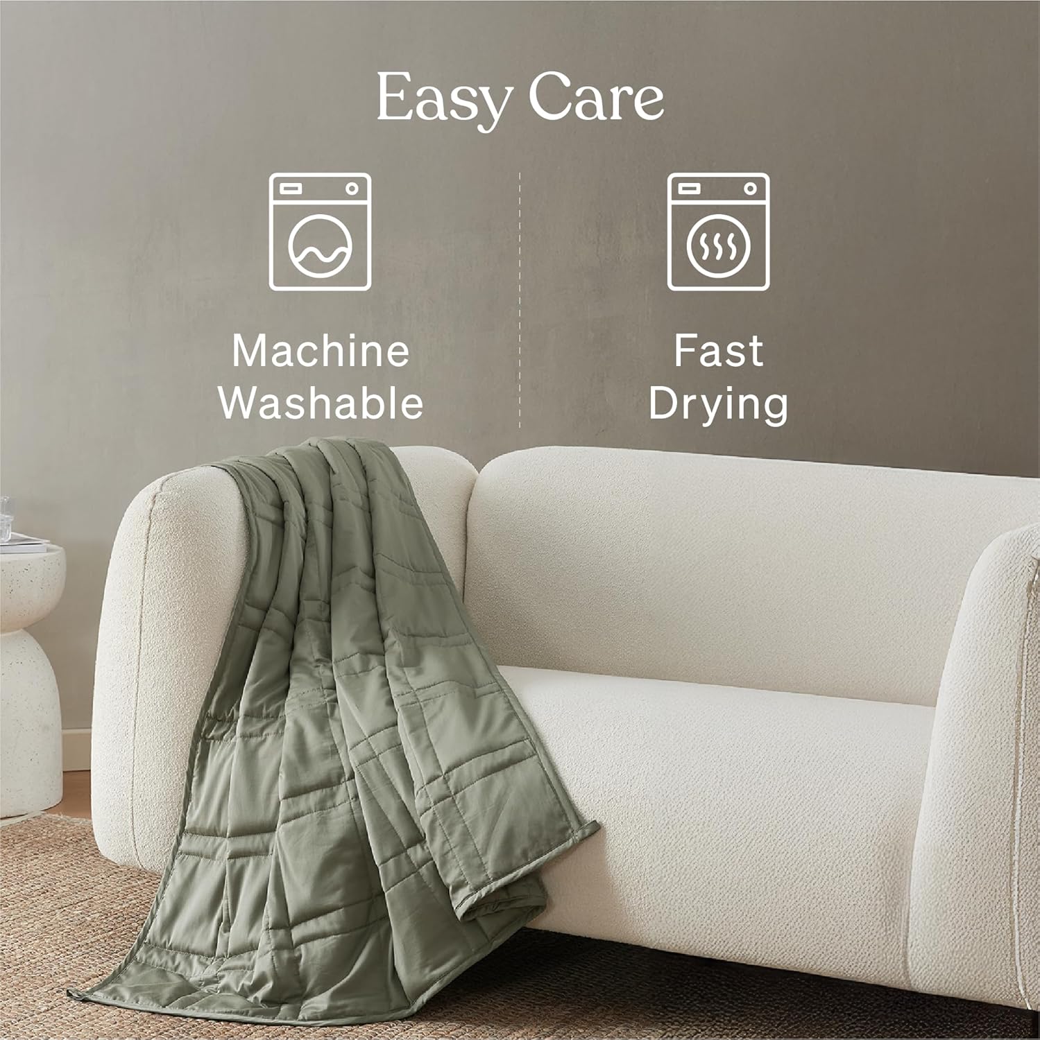 Baloo Weighted Blanket for Adults 12 lb Throw (Moss, 42"x72") | Cool & 100% Cotton | Machine Washable & Dryer Safe | Glass Microbead Fill - Image 4