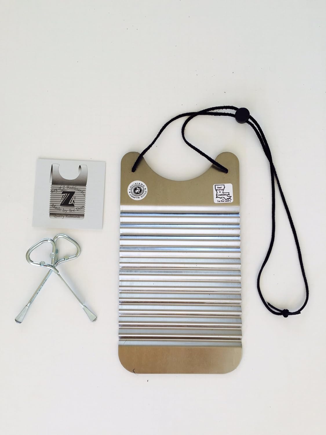 Washboard Rubboard Scrubboard Mini 6 x 11 Inches Handmade Black and Gold Zydeco Washboard