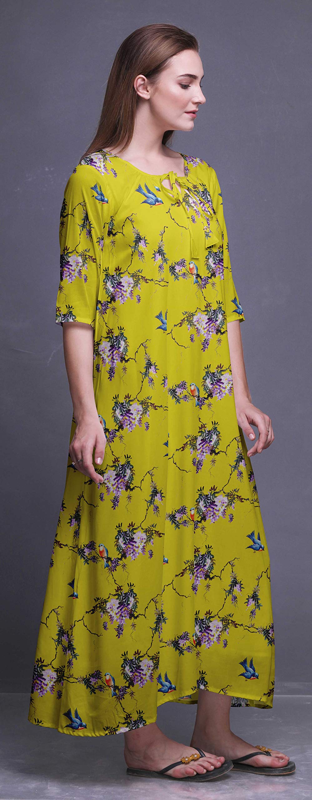 Bimba Maxi Sleepwear Summer Nighty Impreso Camisones 3/4 Mangas camisón
