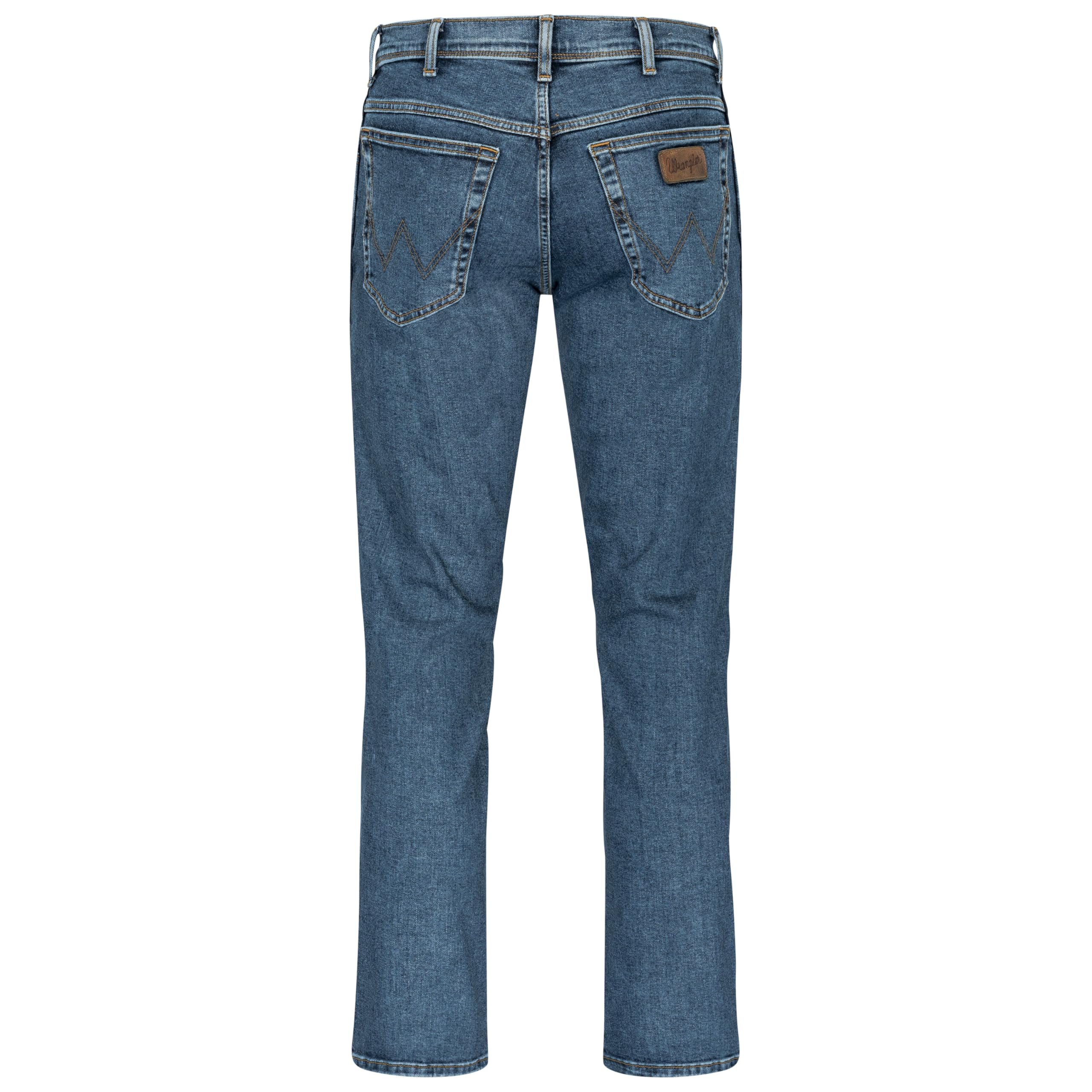 Wrangler Texas Herren-Stretchjeans Regular Fit Authentic Straight in verschiedenen Waschungen mit Gürtel in schwarz oder braun