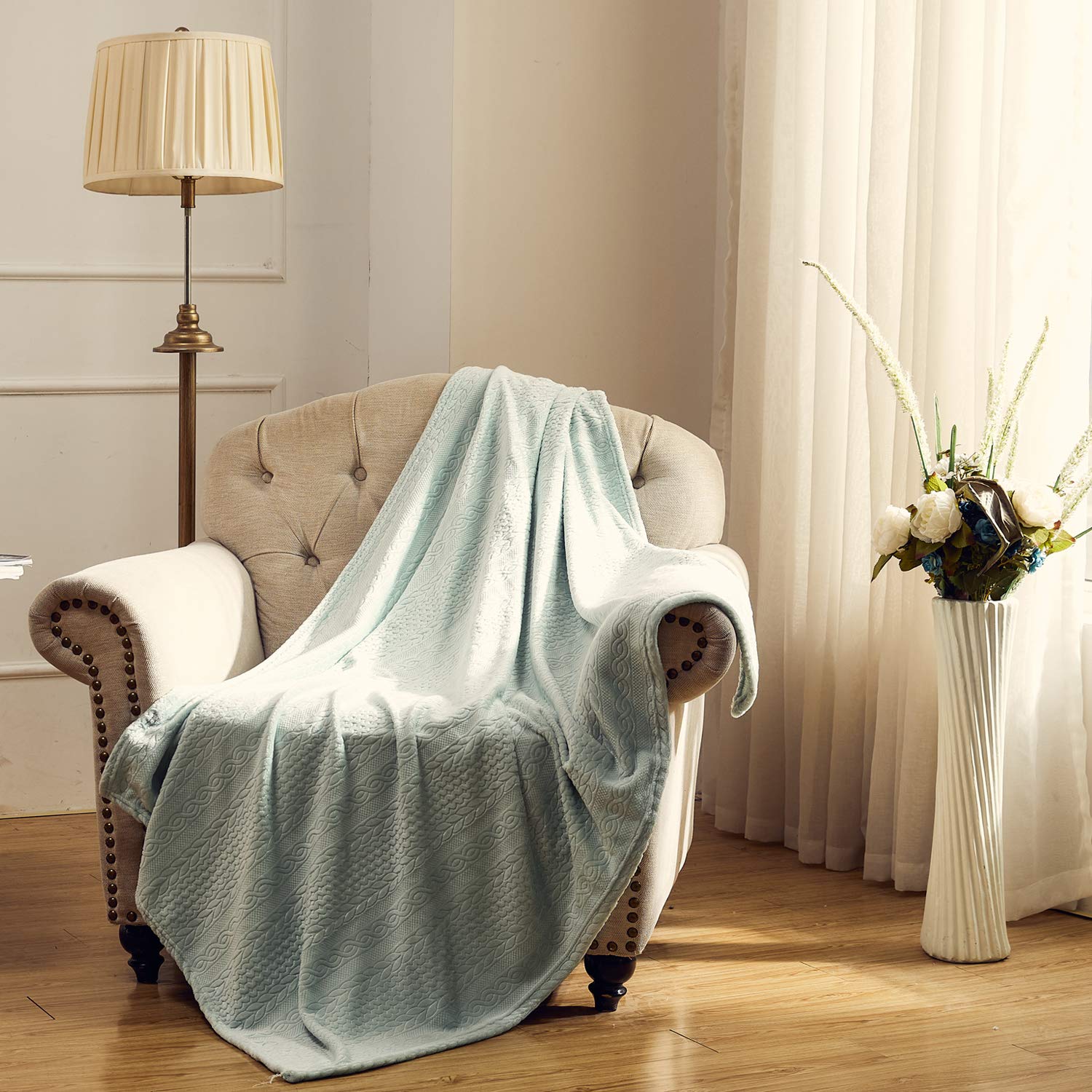 COCOPLAY WThrow Blanket for Couch (999-Mint, Throw（50''×60''）)