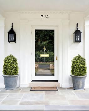 DDHS 25 Artificial Boxwood Topiary Ball Tree,2 Pack Plants Outdoor with Ground Spike UV Resistant, Fake Bushes Faux Topiary Bush Porch Garden Decor