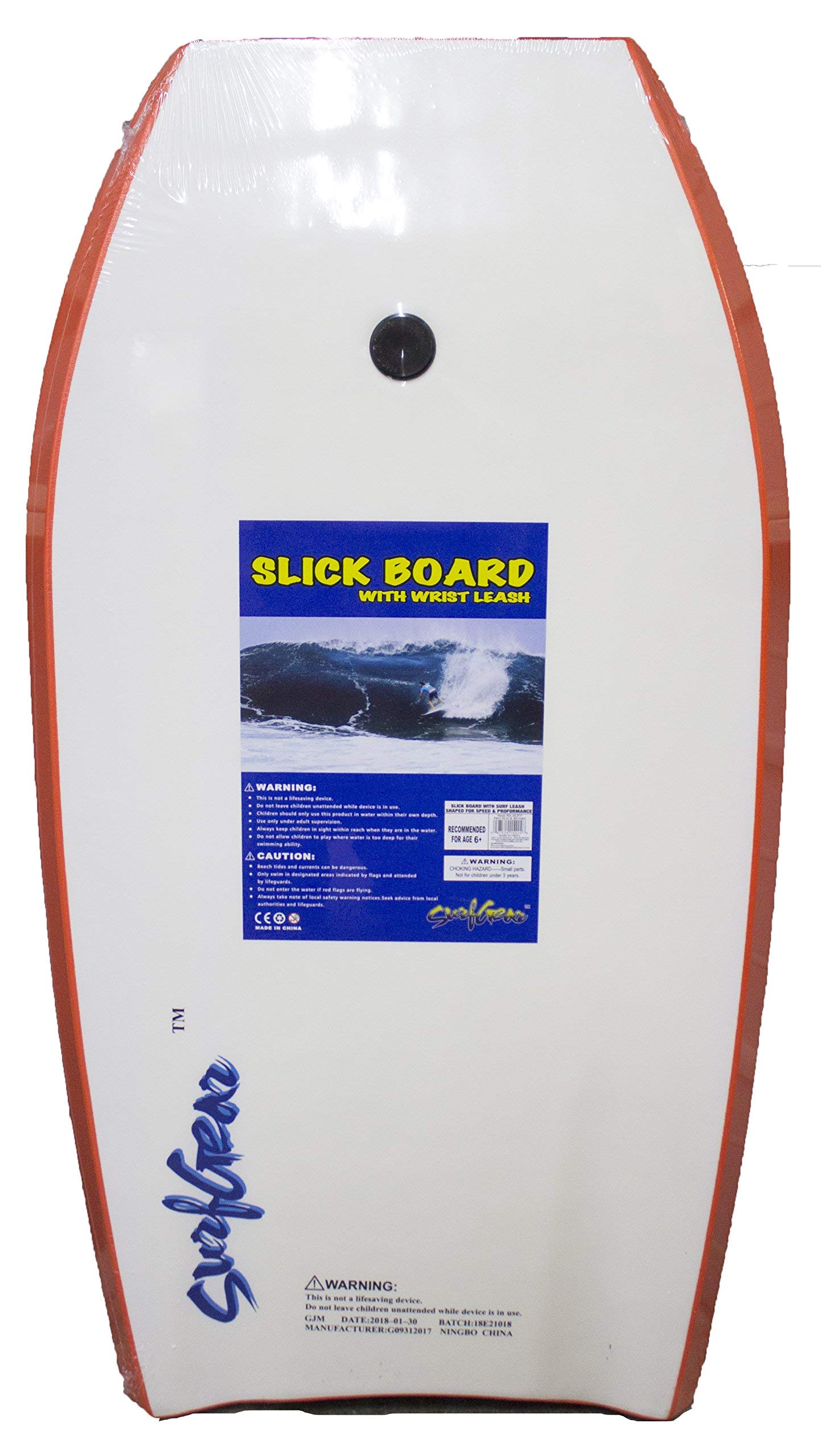 Slick Hard Bottom Body Surfing Bodyboard - Heat Sealed for Maximum Durability (37 Inch, Orange)