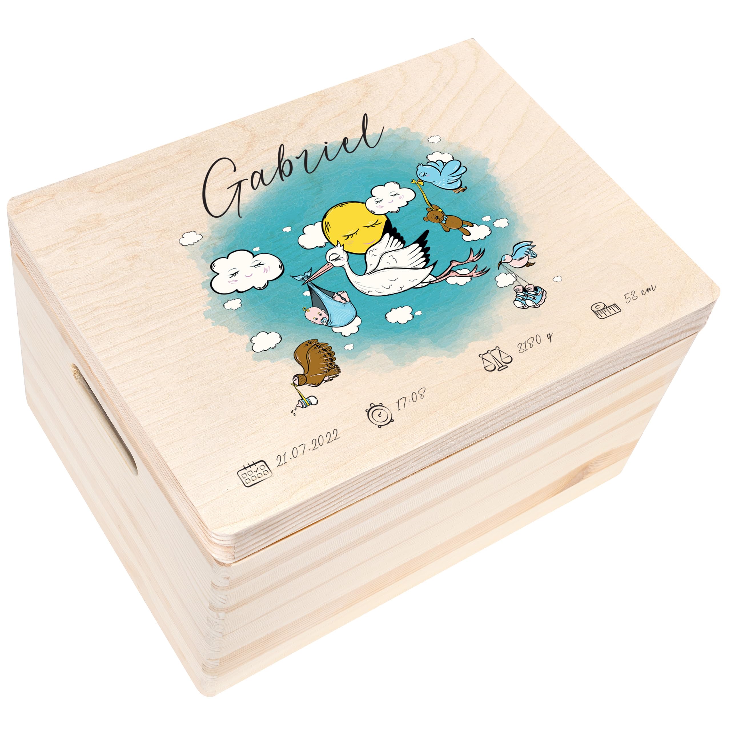 Creative DECO Caja de Recuerdos Personalizada para Bebés/Regalo | Nacimiento Personalizado - Múltiples Motivos | Cajas de Madera Personalizadas para Niños | Personalizados para Niño y Niña