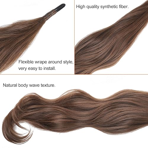 Miniatura 3 de Extensión de cola de caballo marrón de 32 pulgadas, flexible, envolvente, extensión de cola de caballo, extensión de cola de caballo, flexible,
