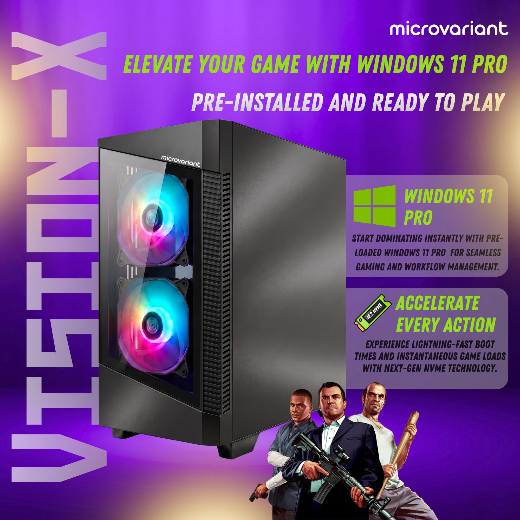 MICROVARIANT Vision-X Gaming PC | Core I7 9th Gen Processor | GT