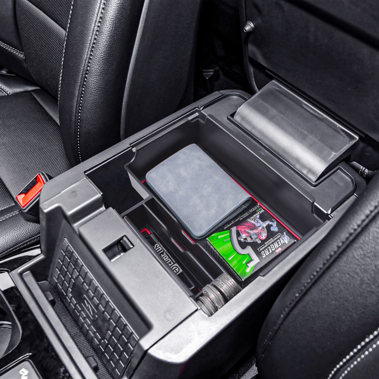 Organizer Console Centrale RUNROAD Per Ford Explorer 2012-2019 – Vassoio Bracciolo In ABS, Scomparto Secondario - 2