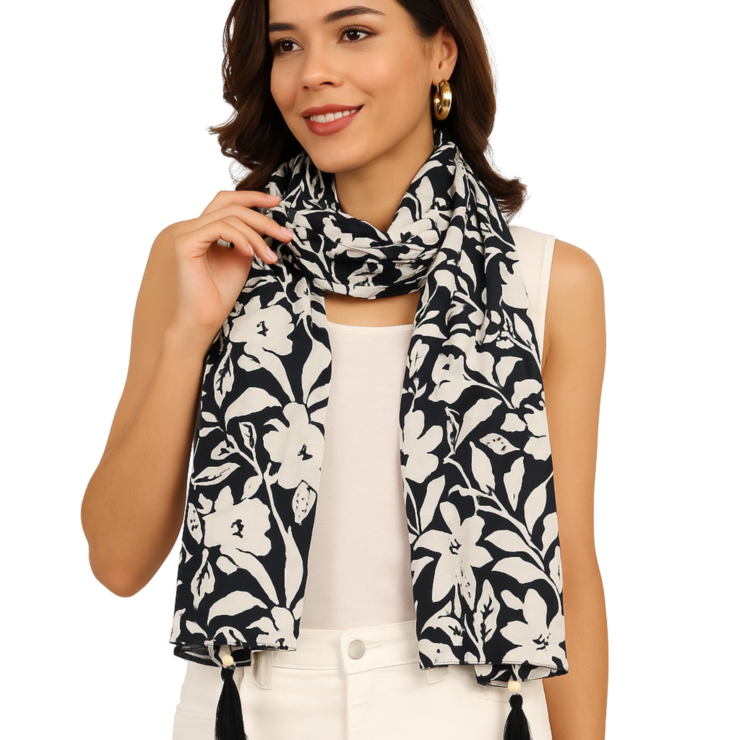 KE KANHA EXPORTS scarf for women stylish | Scarf For Women | face mask | Printed Fancy Tassle Full Face Cover | Head | Hair Face Protection | Sun Protection in summer | Lightweight