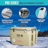 Vista 3 de ENGEL Live Bait Cooler PRO for Fishing - Portable Minnow and Bait Bucket with Lithium-Ion Rechargeable Aerator Beige Bronceado