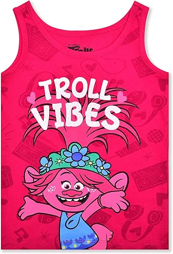 Miniatura 2 de UNIVERSAL Trolls Poppy Girls - Paquete de 3 camisetas sin mangas para niños pequeños y grandes, color rosaazul
