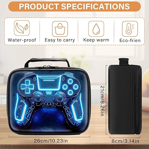 Miniatura 2 de Lonchera de cuero para niños, lonchera de cuero para niños, regalos para jugadores, lonchera aislada para videojuegos, lonchera portátil