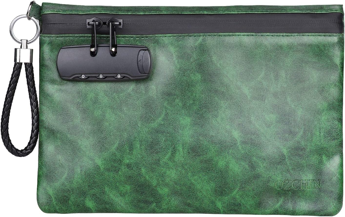 OZCHIN Smell Proof Bag with Combination Lock Certificates Organizer PU Leather Lock Bag Travel Storage Case 10 x 7 inches Christmas Xmas Gifts