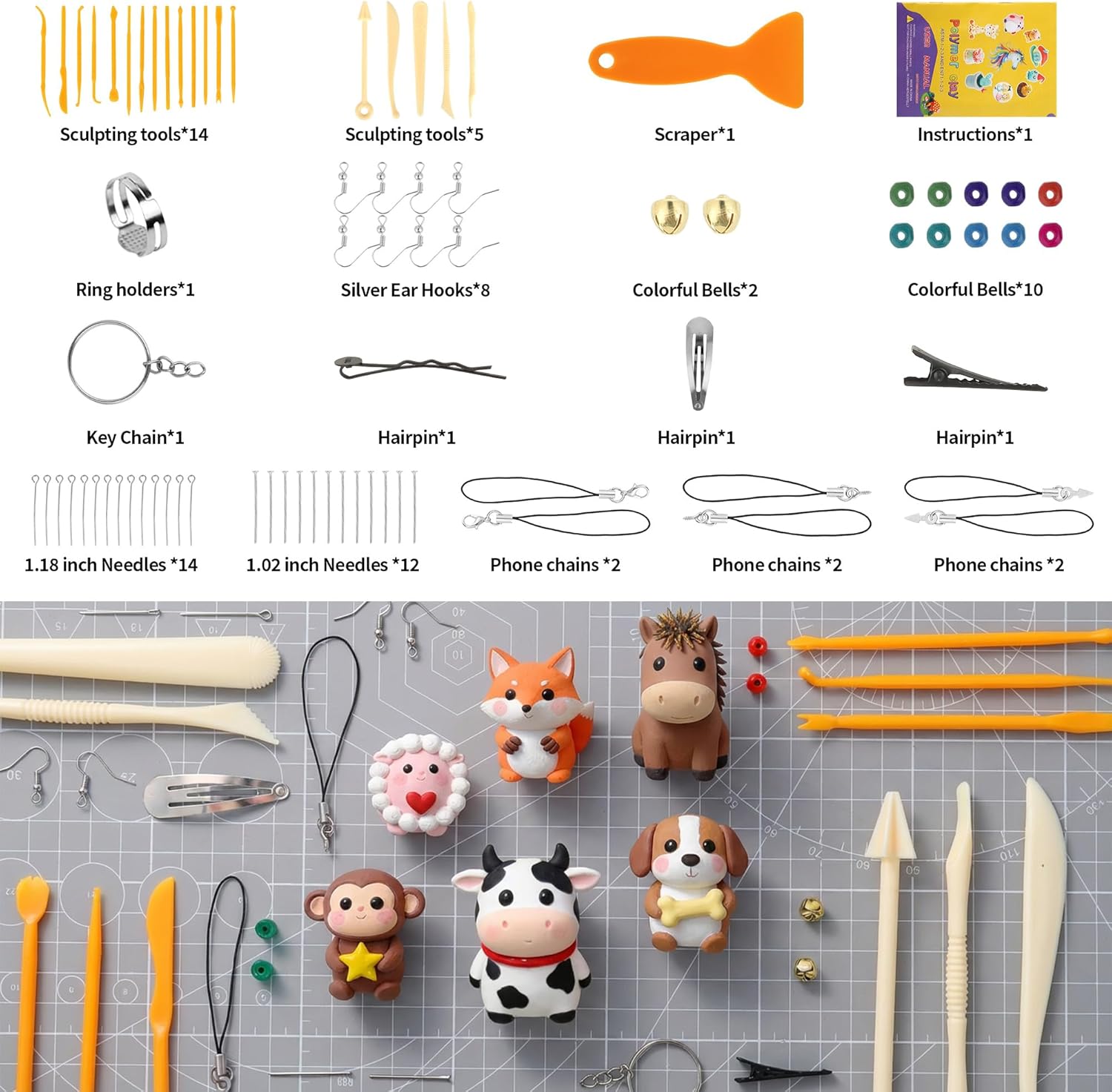 Polymer Clay 102 Colors, Modeling Clay for Kids, Non-Sticky Oven Bake Clay with Sculpting Tools and Accessories, Halloween Christmas Gift for Children and Artists
