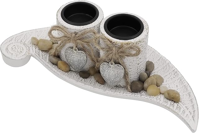 Soyizom Wooden Candle Holder with Heart-shape Design Vintage Rustic Decorative Candle Tea Lights French Candlescape Set for as Dinner Table Top Decor Christmas Wedding Home Indoor & Outdoor Decor