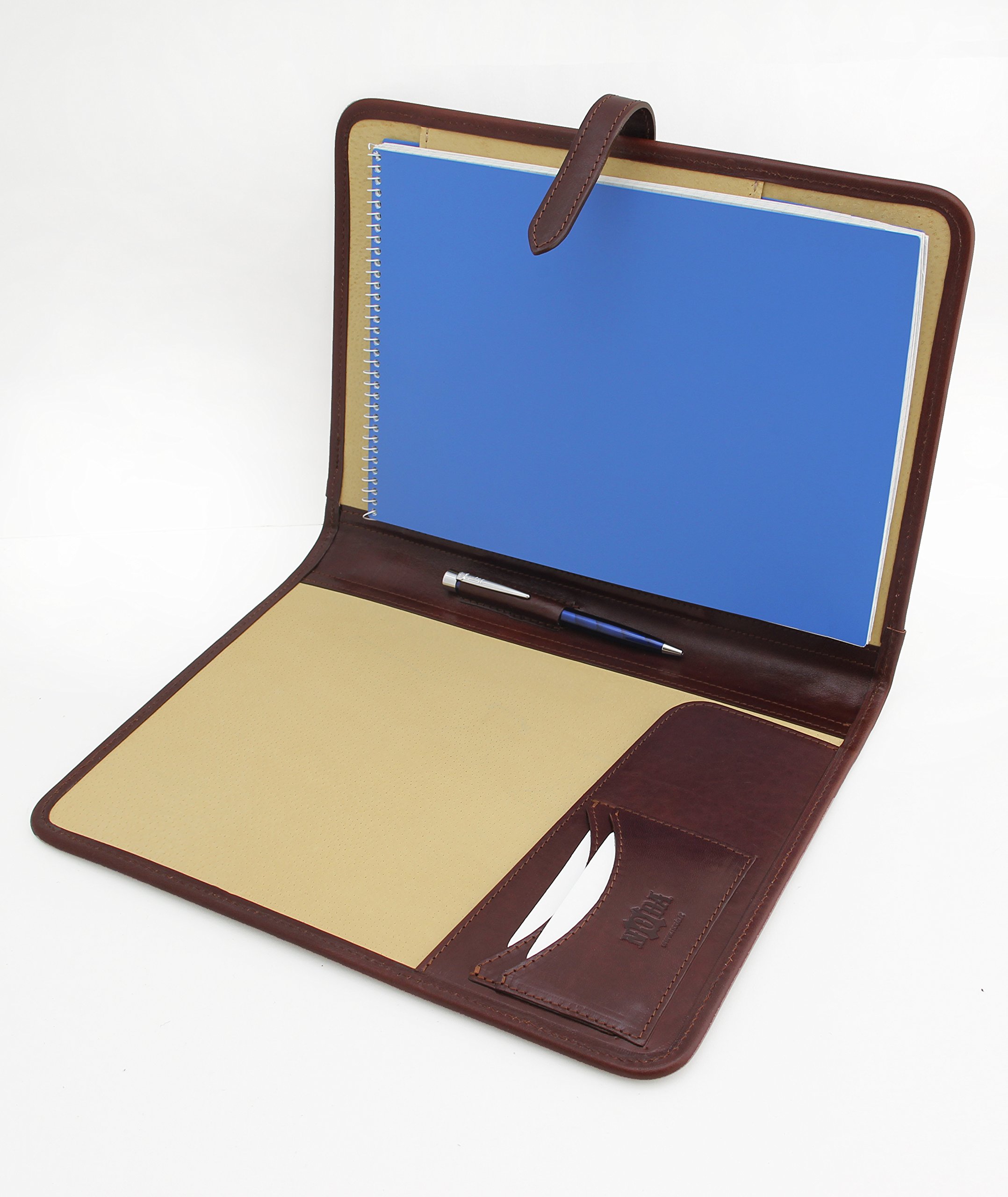 Carpeta de presentación profesional de piel italiana tamaño A4 para conferencias de negocios, carpeta de notas, cartera, funda de escritura marrón