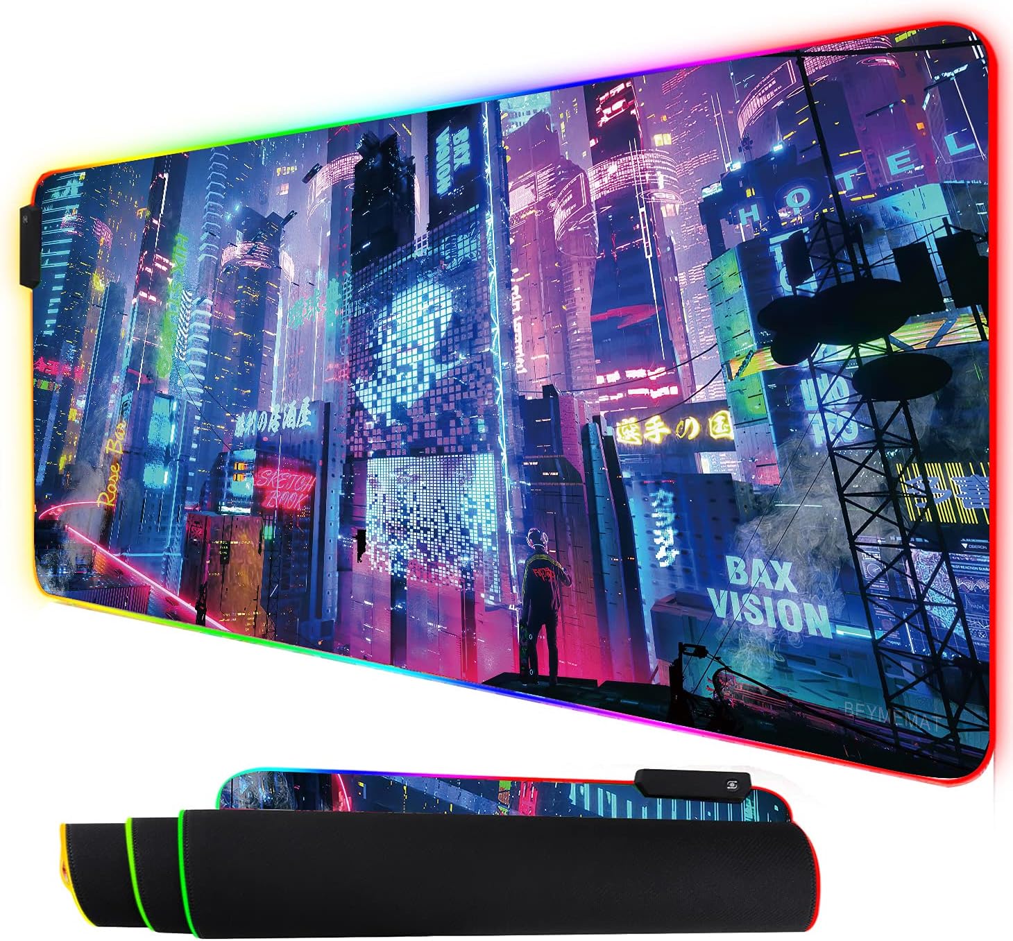 RGB Mouse Pad LED Light Gaming Mouse Pad with Rubber Base Colorful Computer Carpet Desk Mat for PC Laptop (31.5 11.8 inch) (80x30 rgCitynight)