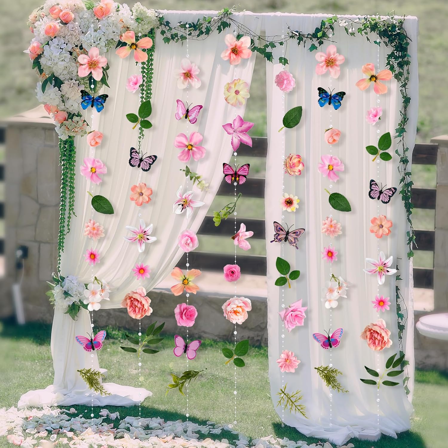 kockuu 10PCS 7.2FT Artificial Flowers Garlands Hanging Decorations, Wildflower Floral Banners Backdrop for Spring Garden Wedding Valentine's Day Baby Shower Birthday Party Decor, Pink