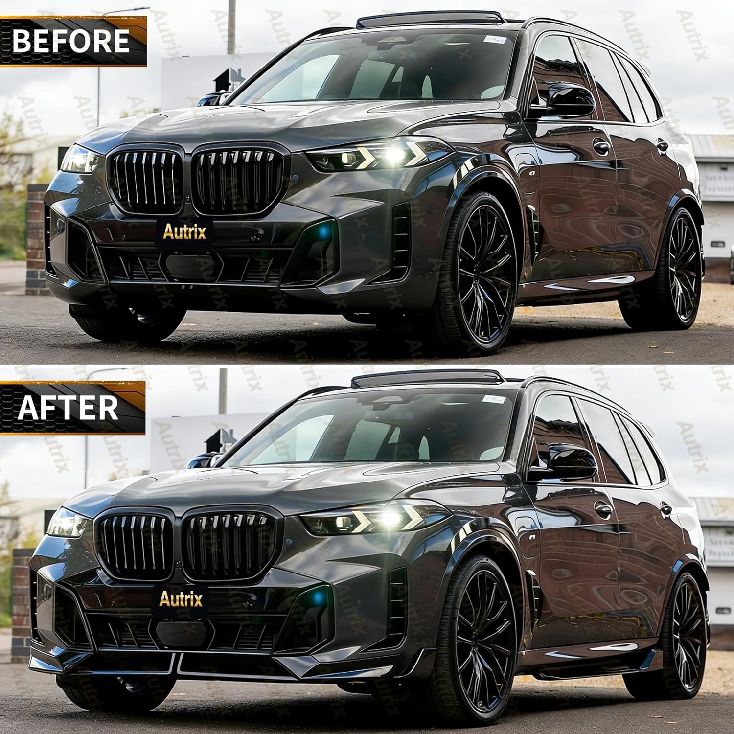 Front Bumper Lip Splitter Compatible with 2024-2026 BMW X5 G05 LCI M Sport, Front Lip Spoiler Protector MP Style Front Air Dam Chin Splitter ABS Glossy Black
