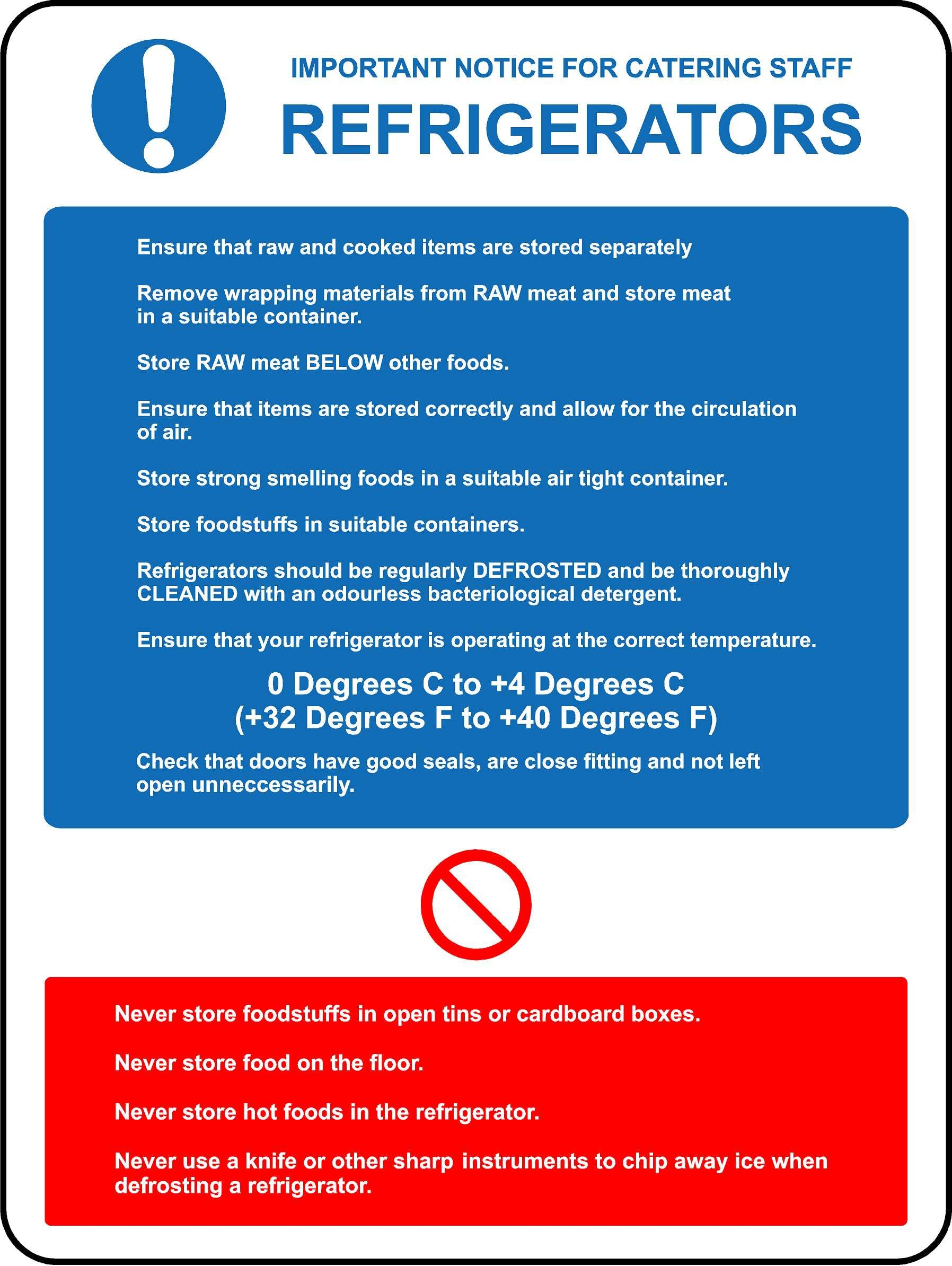 Pack Of 2 Food Safety Temperatures Sign. 200mm X 300mm Self