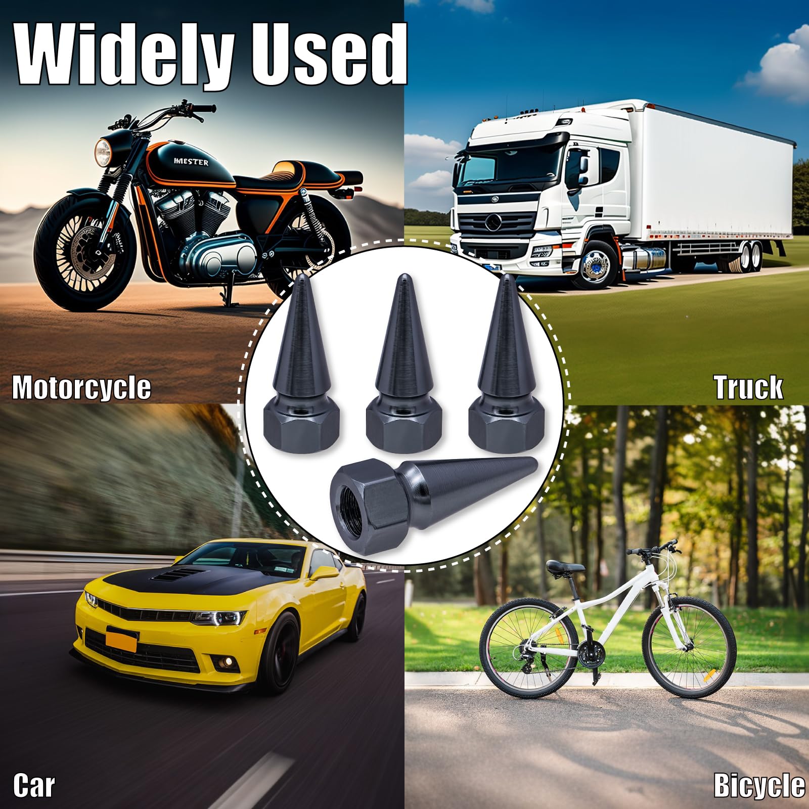 Reifenventilschaftkappen aus Aluminium, universelle Staubkappen für Autos, SUV, LKW, Fahrrad, Motorrad, Fahrrad (grau)