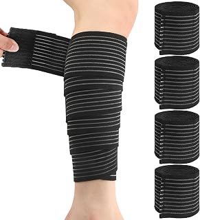 Hohe Elastizität Compression Bandage,4PCS Kniebandagen Kniestütze 180cm Sport Bandage,Schwarze Hochelastische Gummiband Bandage,Für Arm,Ellbogen,Wade,Hand,Knöchel,Handgelenk,Für Damen Herren Sport