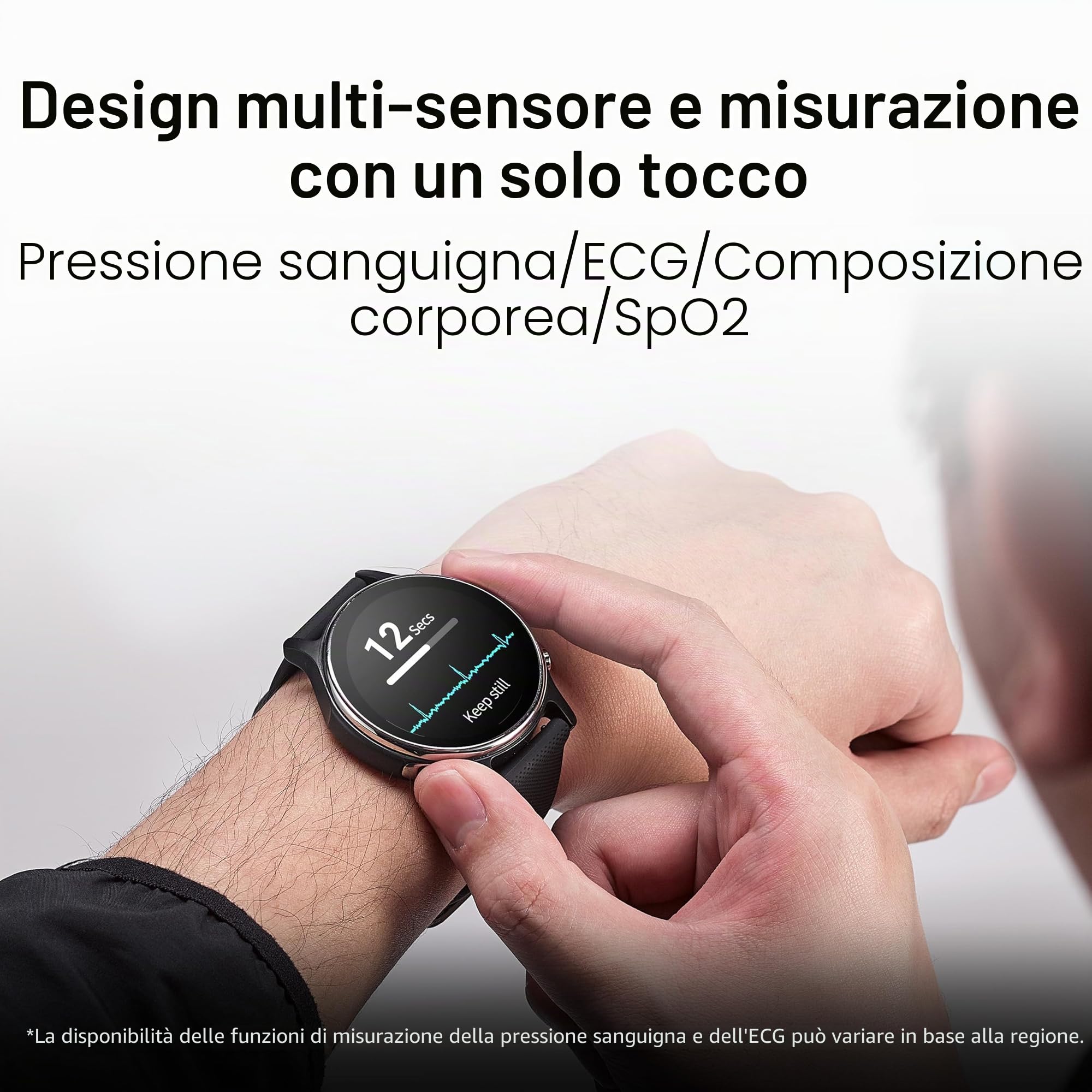 ASUS VivoWatch 6 (HC-D06) Smartwatch Fitness con Controllo della Pressione Sanguigna, Elettrocardiogramma e Saturazione di Ossigeno SpO2, Salute, Sport, Nero