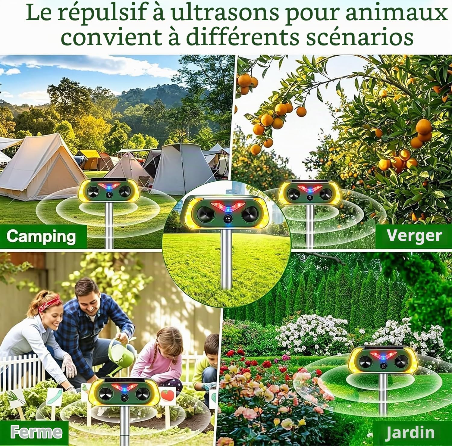 Répulsif Chat Ultrason, Repulsif Chat Exterieur 2 Modes, IP68 Imperméable, Répulsif pour Chats Solaire avec LED Détecteur pour Anti Chats Chiens Souris Ratons Animaux de Jardin