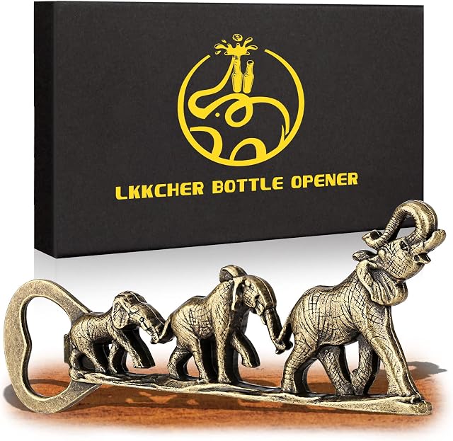 LKKCHER Elephant Beer Bottle Opener Gifts for Women Men Wife Husband Girlfriend Boyfriend Mom Dad New Home Family Birthday Party Wedding Lovely Novelty Sturdy Bronze Gadget Lovers Present