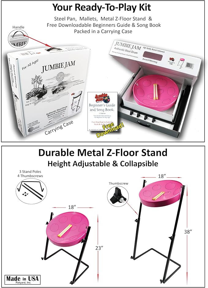 Jumbie Jam Steel Drum Kit con Soporte Z y Funda Rosa miniatura 3