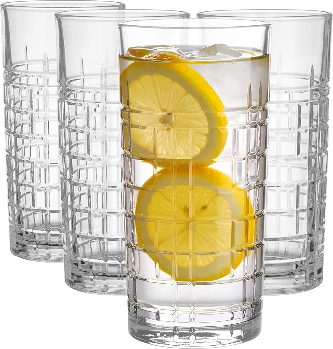 Glasmark KROSNO 1992 Juego de vasos para beber, vasos largos, 4 unidades, 320 ml, vasos para agua, vasos para zumo, vasos para cóctel, zumo, agua, molido, apto para lavavajillas