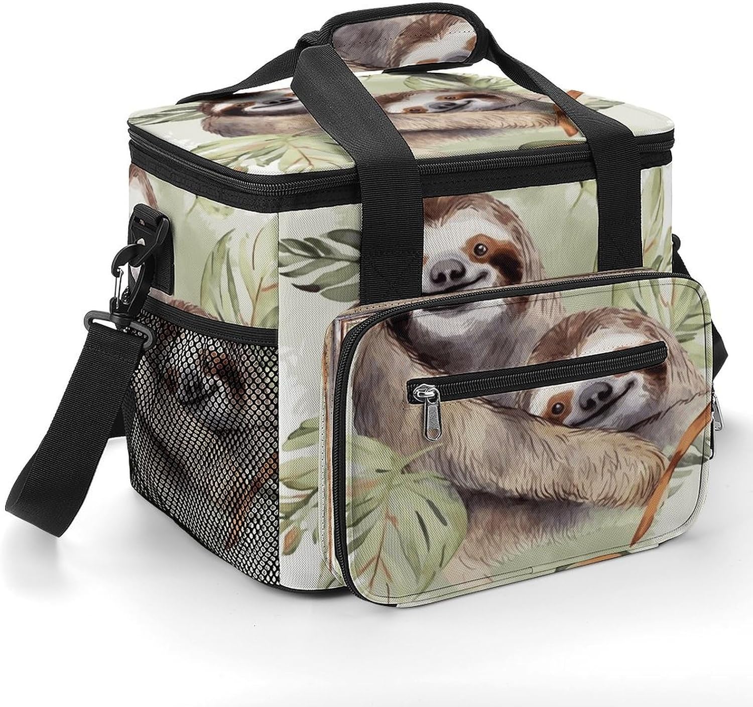 Watercolor Sloth Cooler Bag Portable Insulated Lunch Bags Leakproof Ice Chest Large Capacity Soft Cooler Tote for Picnic Camping Work Travel Keep Food Drinks Fresh 22.5L
