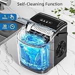 Antarctic Star Machine à glaçons portable avec poignée de transport, 26Lbs Par jour, 9 Cubes prêts en 6 Mins, auto-nettoyage des machines à glaçons avec scoop de glace et panier pour cuisine / bureau / partie (noir)