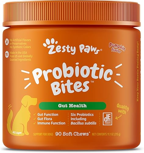 Zesty Paws Probióticos para perros - Probióticos para la flora intestinal salud digestiva diarrea ocasional y apoyo intestinal - DE11 clínicamente