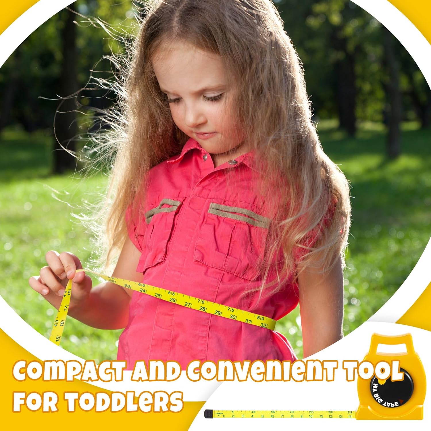 1 Pcs Kids Measuring Tape Toy and 2 Pcs Hammer Simulation Wooden Plastic Mallet Toy for Kids Toddler Back to School Educational Learning