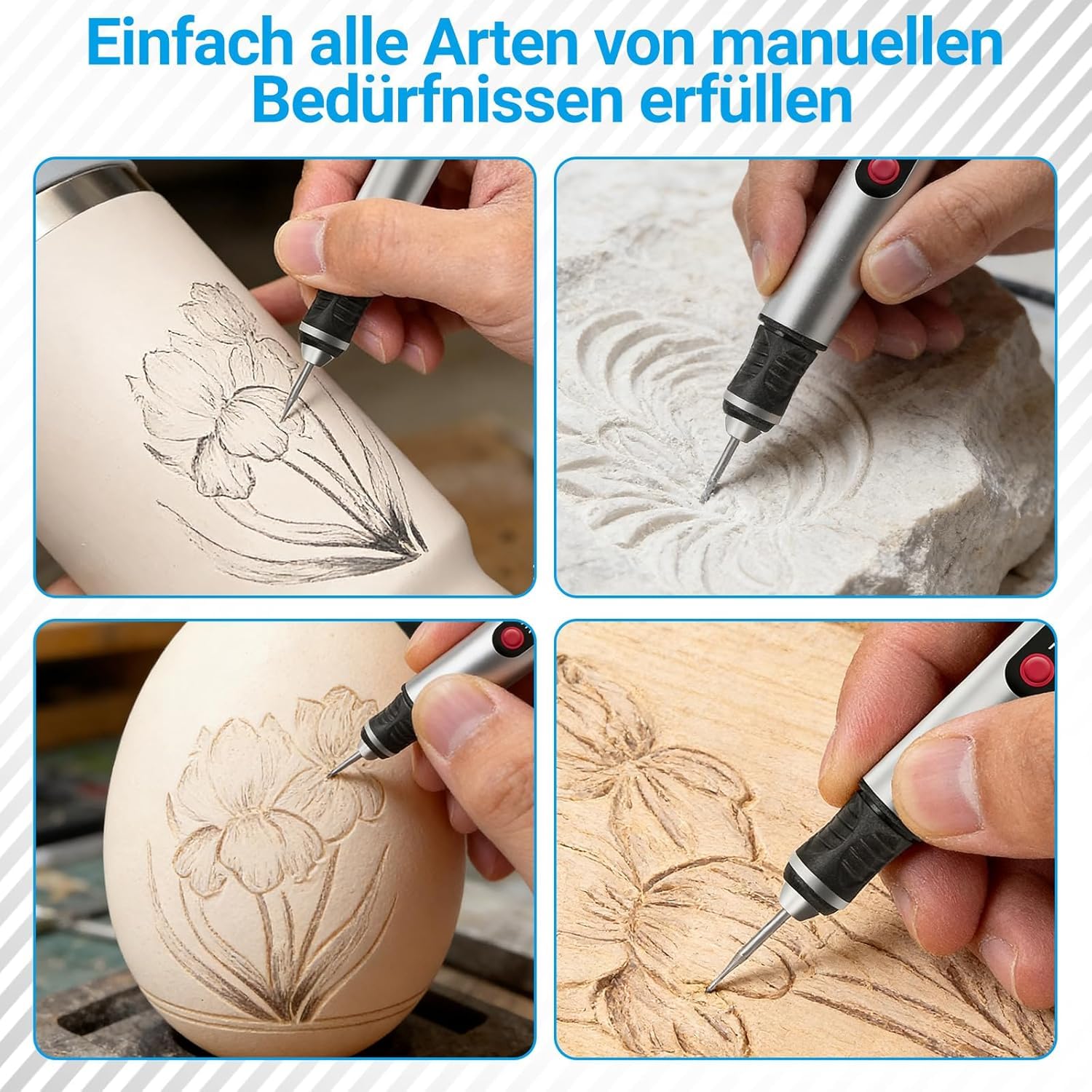 Creative Pen Kabelloser Gravurstift,tragbare Gravurwerkzeug Für Künstler Und Bastler,Graviert Über 50 Oberflächen,Ideal Für Anfänger,Enthält 30 Schneidspitzen (Schnitzset)