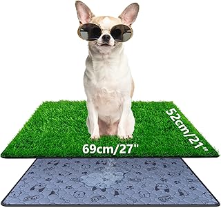 68x52 cm Hundeklo Hundetoilette Welpentoilette mit Kunstrasen, Hochdurchlässiger Hundetoilette Welpenklo Haustiertoilette, mit Waschbar Wiederverwendbar Trainingsunterlage für drinnen draußen