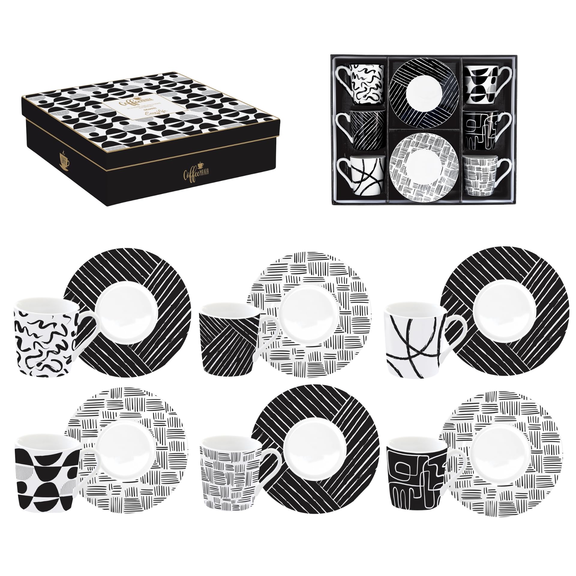 6 tasses à café 10cl en porcelaine Easy Life pour expresso