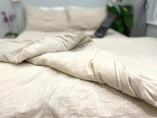 atypical Linen Duvet Cover Set - 100% Pure Flax Linen ¦ Luxury. Hypoallergenic and super soft(Natural Flax, King)