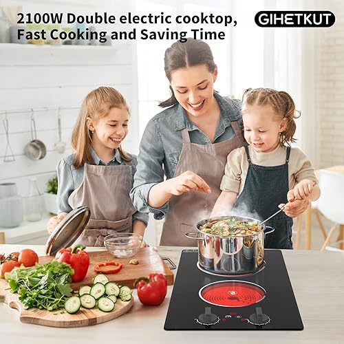 Miniatura 2 de Cocina eléctrica, cocina de inducción de 110 V 2100 W, encimera y estufa incorporada, potencia de 9 velocidades, bloqueo de seguridad para niños,