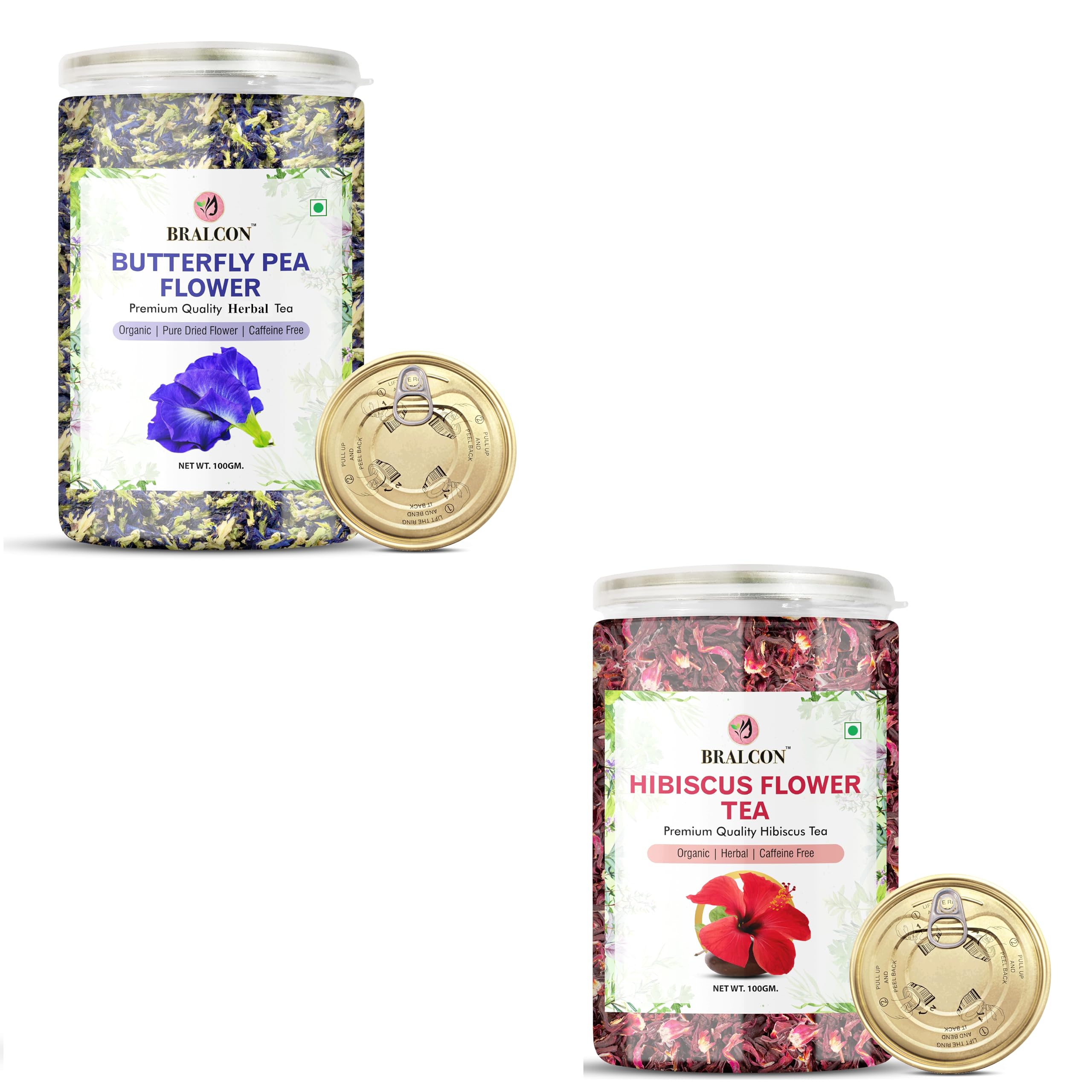 BRALCON Hibiscus Flower Tea and Butterfly Pea Flower Tea- 100g(50g x 2 Pack) | Hibiscus Tea Leaves | Blue Pea Tea| (B0D6LPZMLZ) Amazon Price History, Amazon Price Tracker