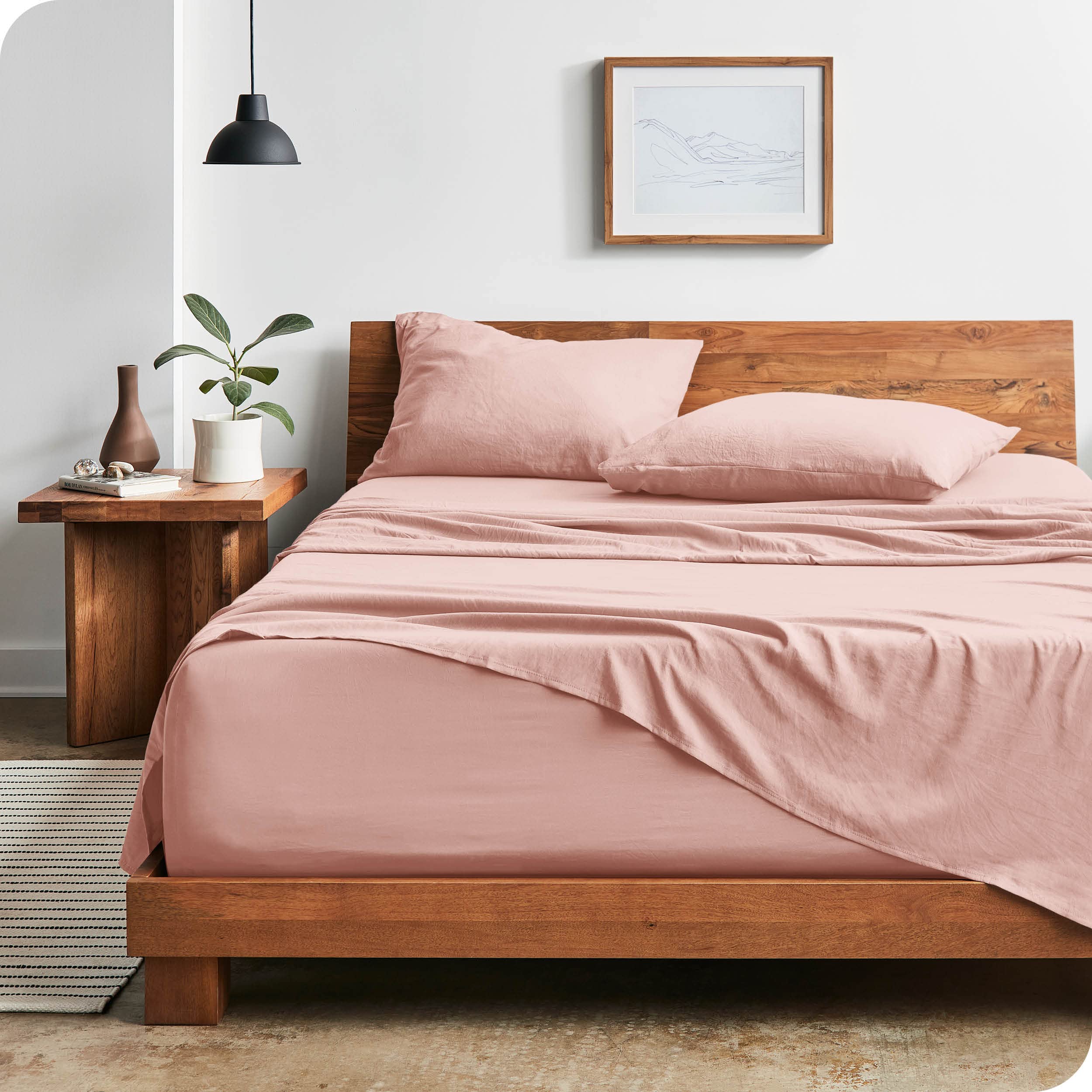 Sandwashed Microfiber Dusty Pink Queen Sheet Set by Bare Home