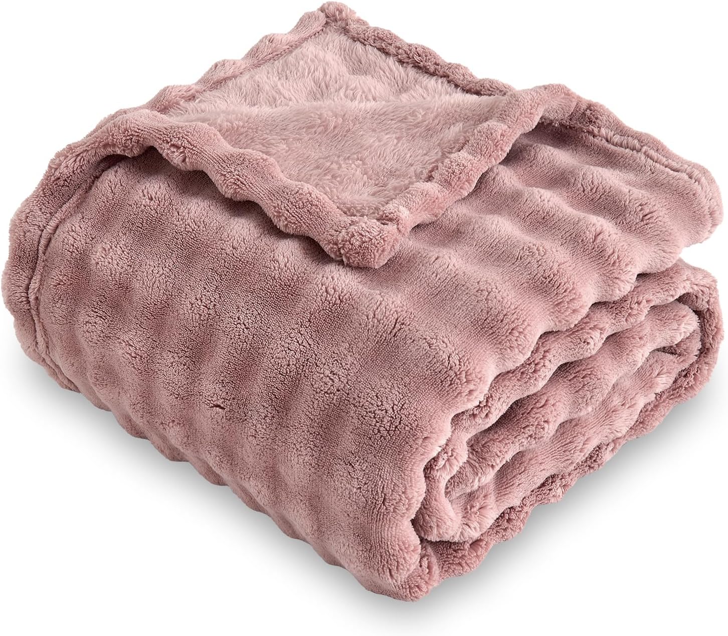 SOCHOW Dusty Pink Bubble Fleece Blanket for Couch, Super Soft Cozy Cute Throw Blanket for Women, Decorative Fuzzy Flannel Blanket, 50 x 60 Inches
