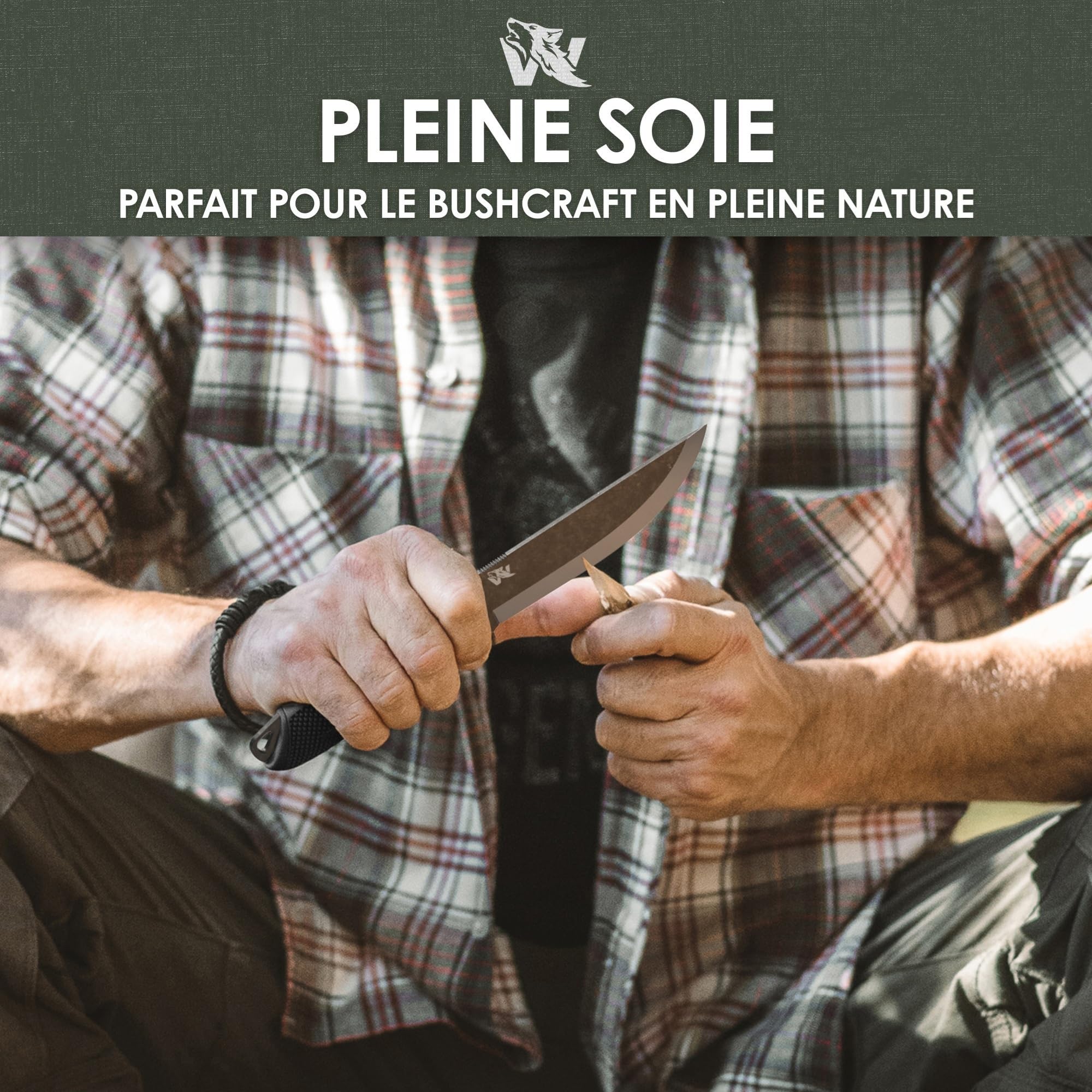 Wolfgangs W-SCANDI Angelmesser mit feststehende Klinge - Inkl. Scheide - Ideales Outdoor-Messer aus einem Stück D2 Stahl gefertigt - Premium Survival Messer - Perfektes Bushcraft Messer Outdoor