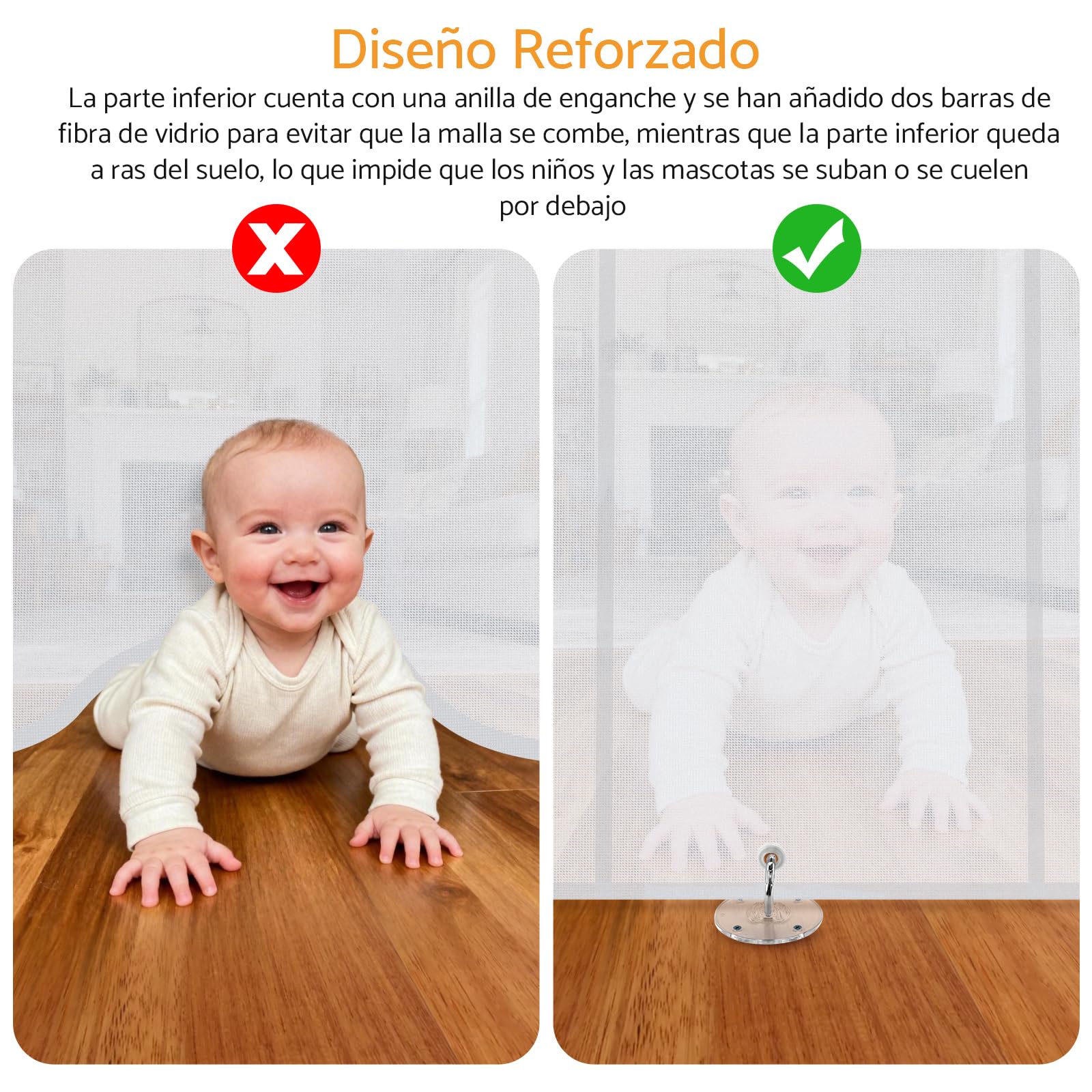 Barrera de Seguridad Extensible para Niños y Mascotas, de 0-140 cm, Barrera Retráctil con Refuerzo de Fibra de Vidrio y Cierre de Pomo, para Escaleras, Uso en Interiores y Exteriores, Blanco