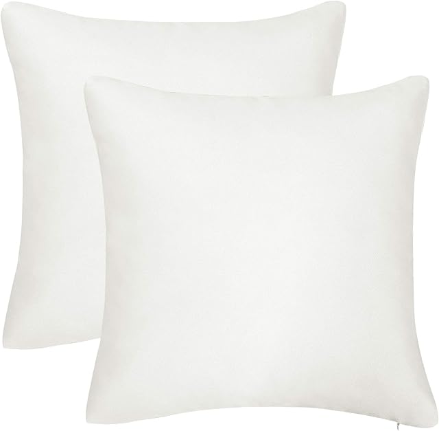 PiccoCasa Pack of 2 Decorative Cushion Covers, Waterproof Throw Pillow Cover for Couch Sofa Living Room - 45x45cm/18x18 Inches Square Home Cushion Covers Snow White
